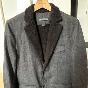 John Varvatos Collection Grey Wool Blazer Style Overcoat US Size 36 Euro 46